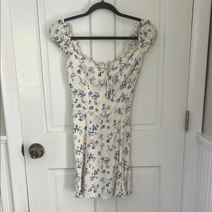 Floral Cream and Blue Dress